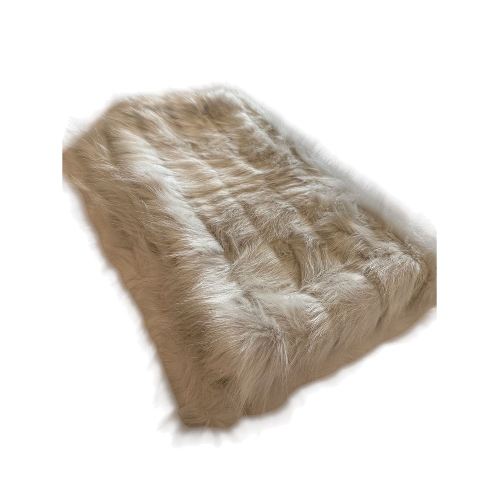 Monique Lhuillier Pottery Barn Kids Faux Fur Throw Blanket Gray 45x60 Lux Ribbed